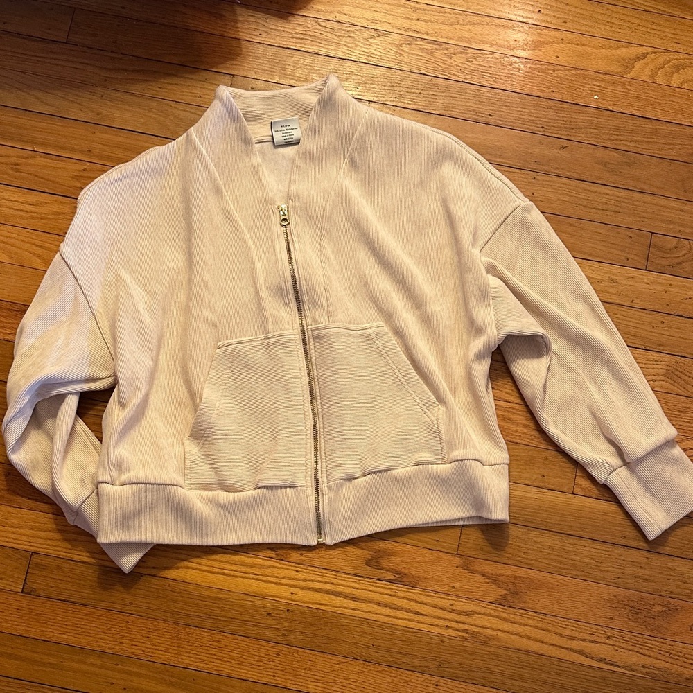 Varley Rosanne Zip Through Sweat in Oatmeal XL